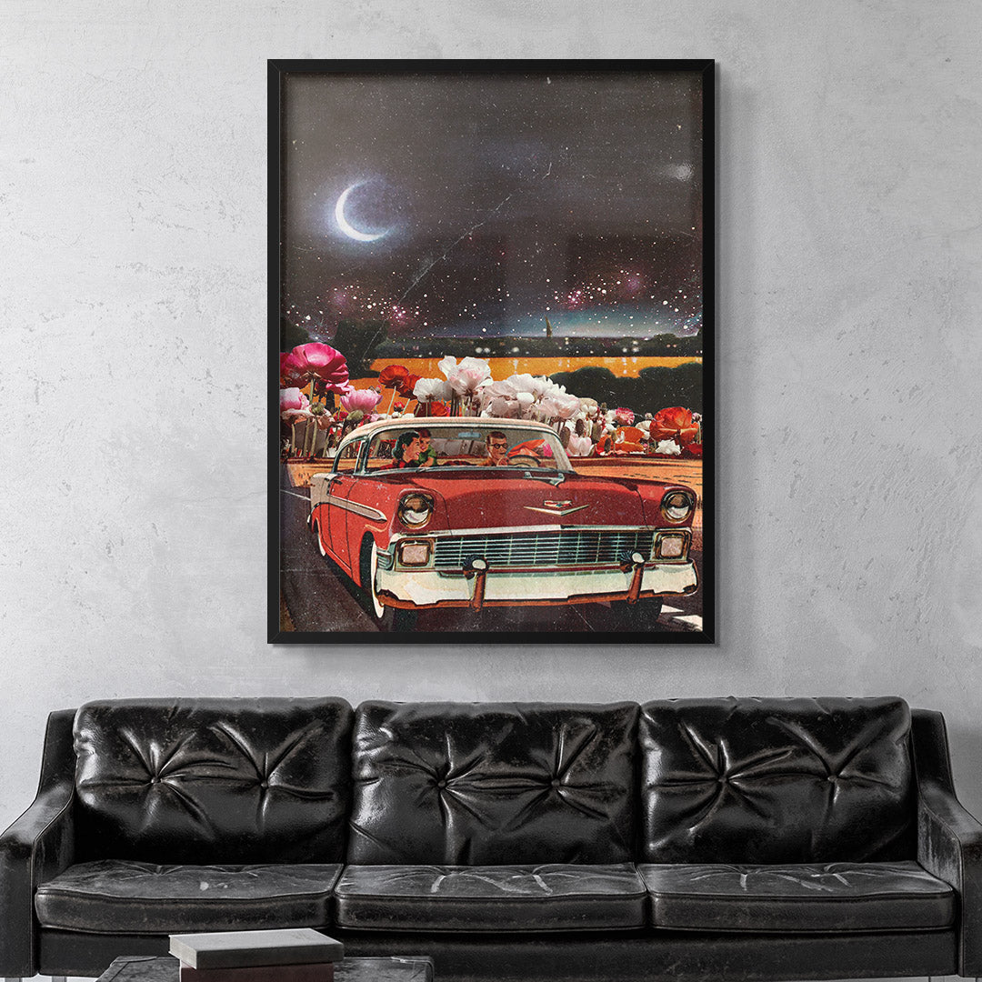 Sci-Fi Vintage Collage 'Summer Night Drive' Print TheSuccessCity