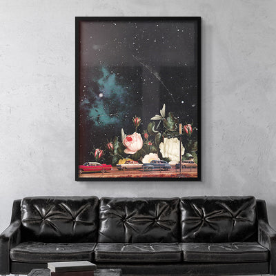 Sci-Fi Vintage Collage 'White Rose Highway' Print TheSuccessCity