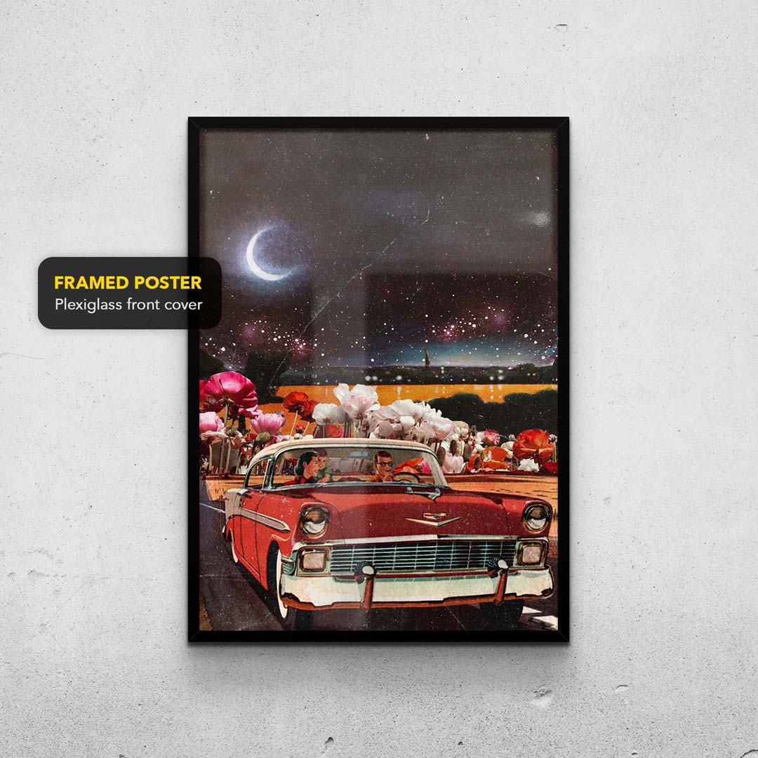 Sci-Fi Vintage Collage 'Summer Night Drive' Print TheSuccessCity