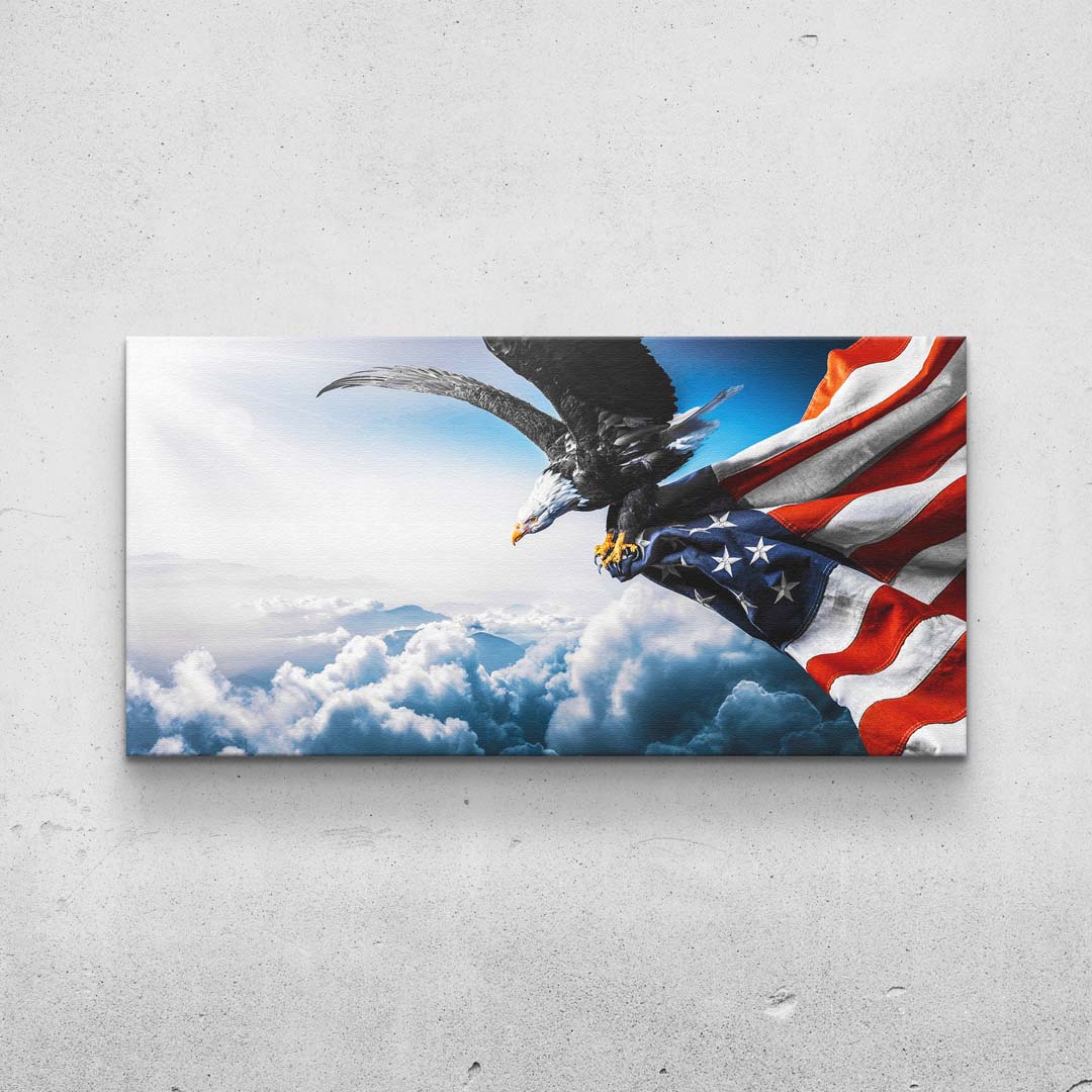 Eagle Carrying US Flag Print TheSuccessCity
